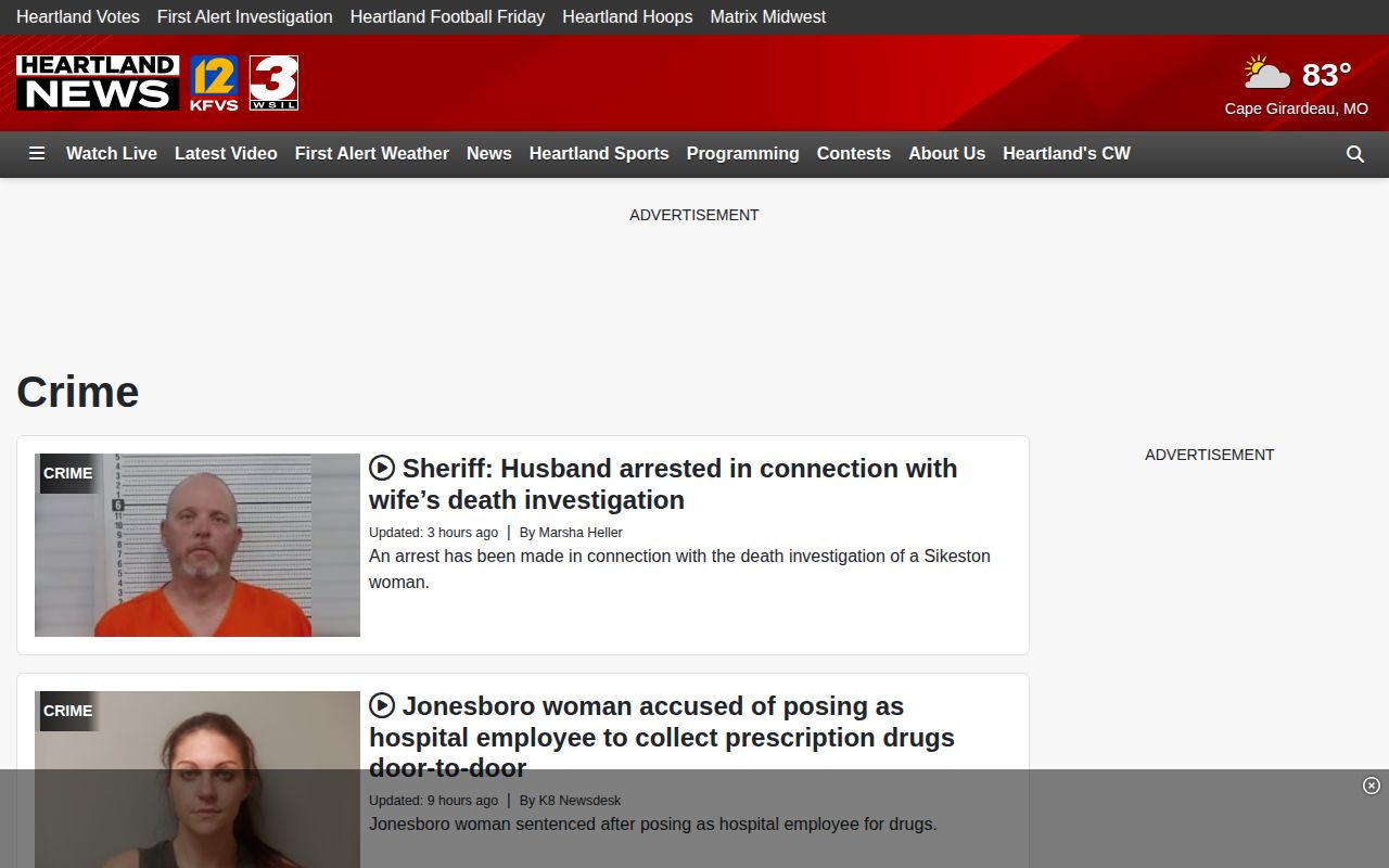 KFVS12 regional crime news landing page